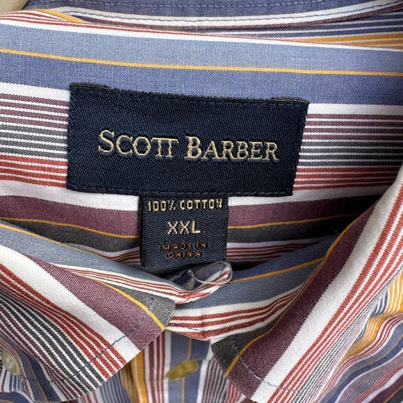 SCOTT BARBER Striped Business Casual Shirt - XXL - Picture 4 of 7